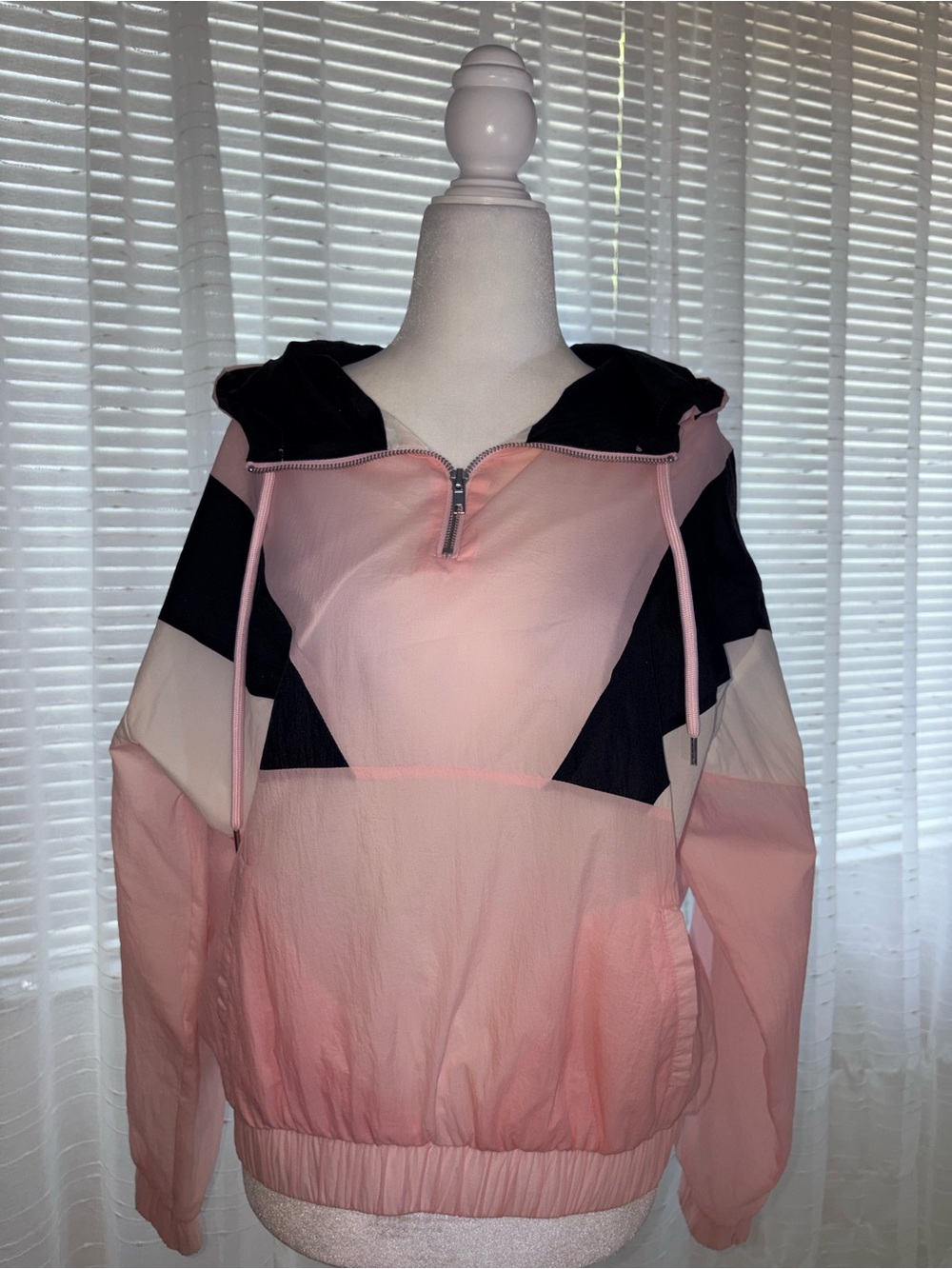 Forever 21 Pink and Black Colorblock Half-Zip Bomber Jacket